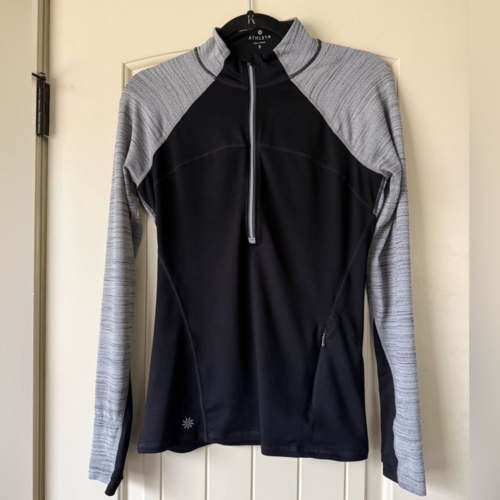 Athleta Black and Gray Half-Zip Pullover